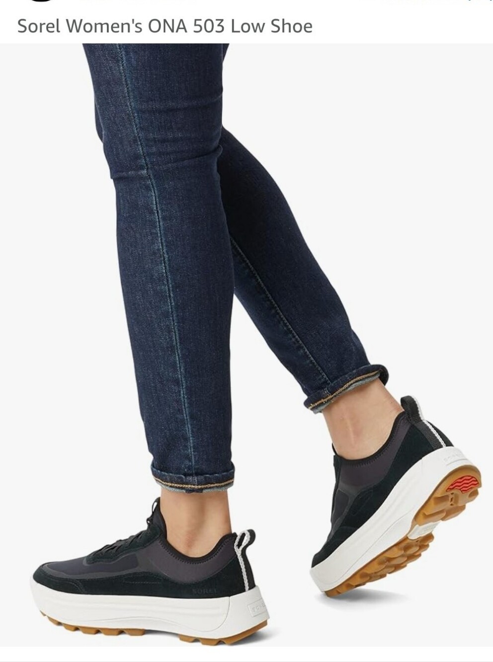 Sorel Ona 503 Black Suede low top platform sneakers. 8 ($130)